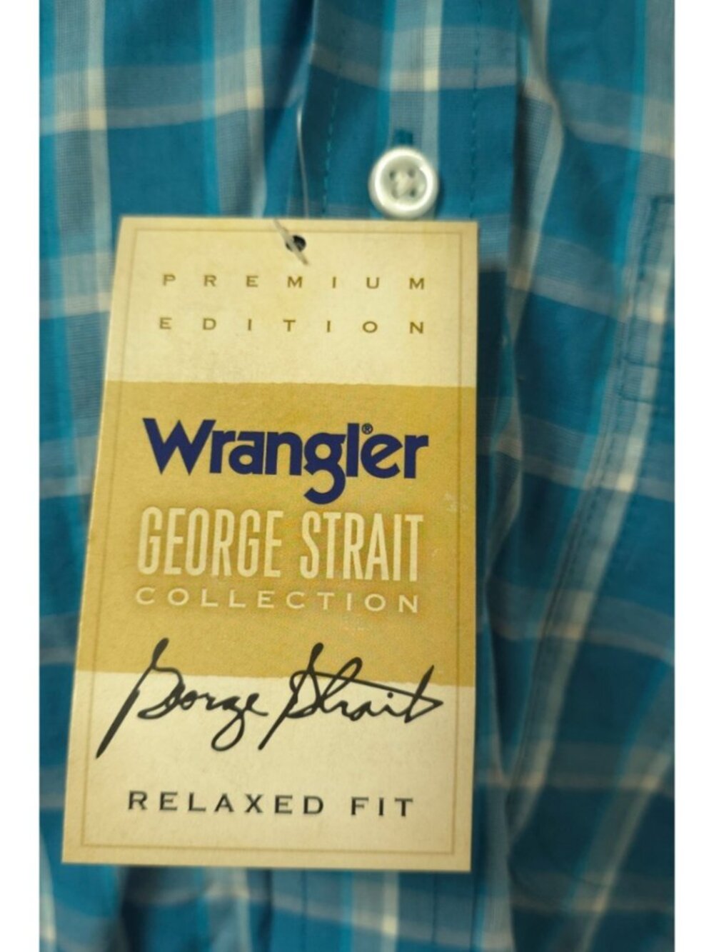 Wrangler George Strait Mens Small Teal Relaxed Fit UPF Performance Button Shirt - Picture 11 of 14